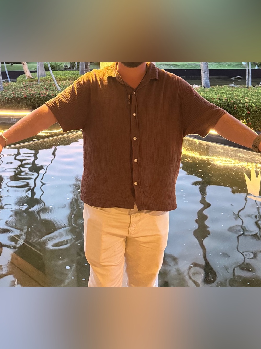 PacSun Rust Brown Short Sleeve Button-Up Shirt